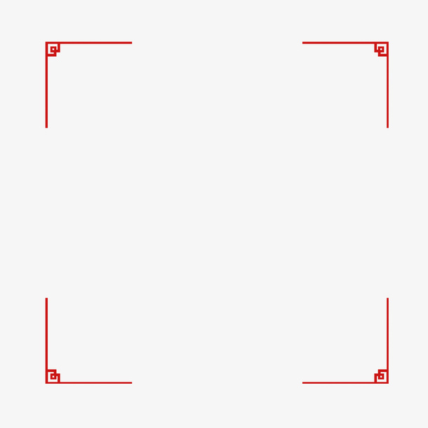 春节红色喜庆方形四角边框免抠