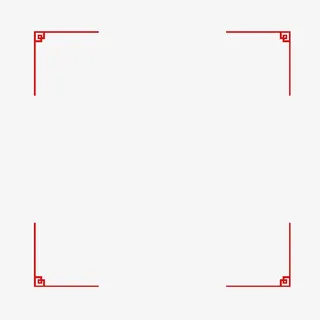 春节红色喜庆方形四角边框免抠