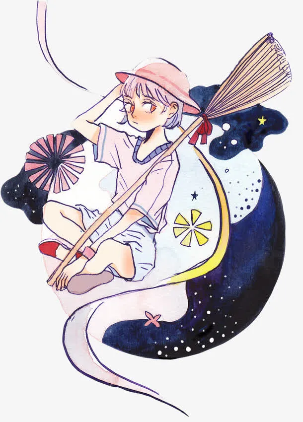 扫把女孩免抠