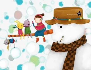 雪人和儿童玩具免抠