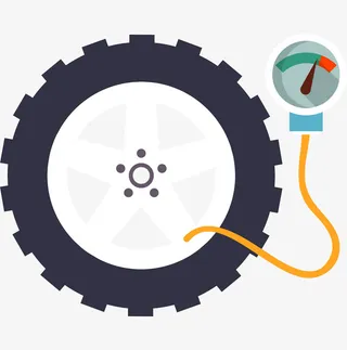 手绘卡通汽车轮胎测气压免抠