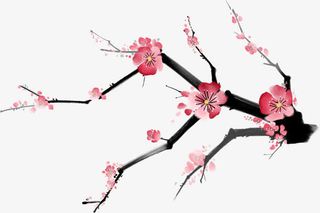 水墨创意梅花造型免抠