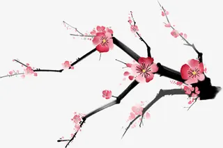 水墨创意梅花造型免抠