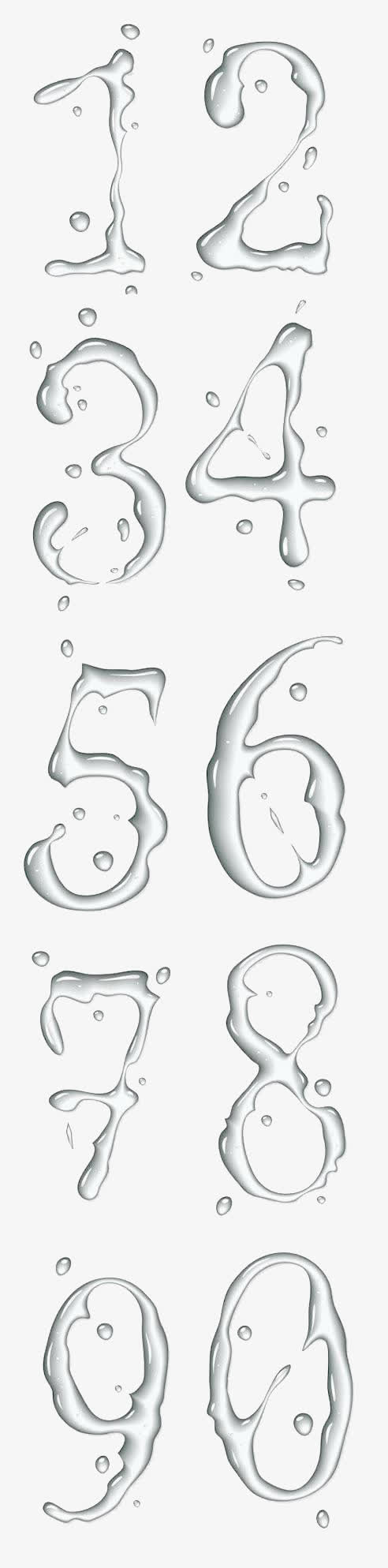 创意水元素阿拉伯数字矢量素材免抠