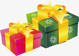 绿色红色蝴蝶结礼盒装饰免抠