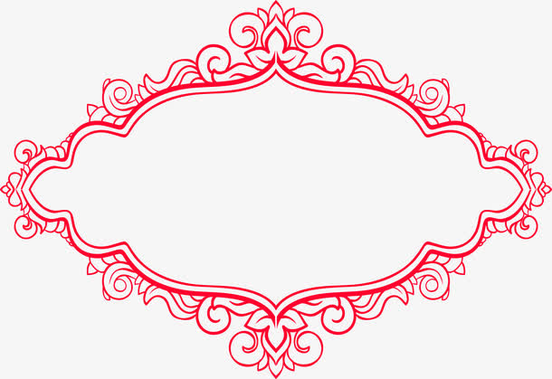 红色复古边框花纹海报背景七夕情人节免抠装饰中国风元素