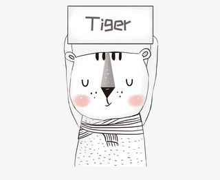 可爱的小老虎和标牌免抠