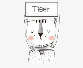 可爱的小老虎和标牌免抠