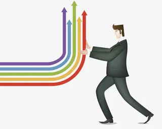 商务男士手握箭头指示方向免抠