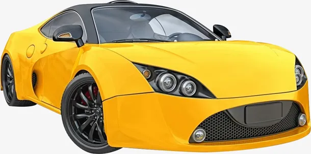 黄黄色的小汽车免抠