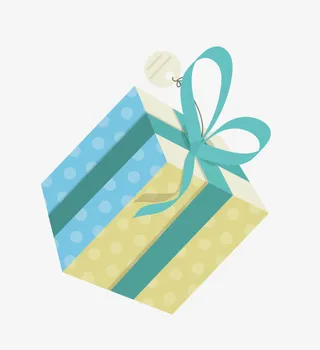 简约立体棱形礼盒免抠