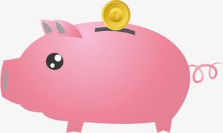 矢量粉色小猪储蓄罐免抠