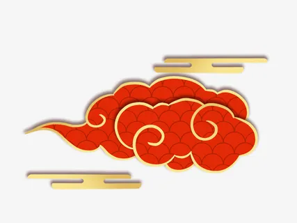 红色国潮祥云元素PNG素材国潮风国潮元素免抠