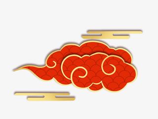红色国潮祥云元素PNG素材国潮风国潮元素免抠
