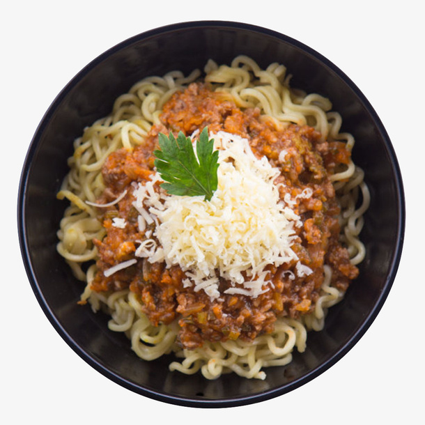 黑色碗里的肉末拌面免抠