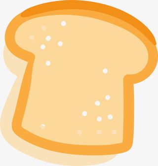 黄色扁平美味吐司免抠