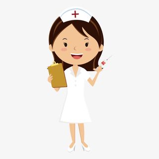 手绘女护士拿针筒矢量免抠