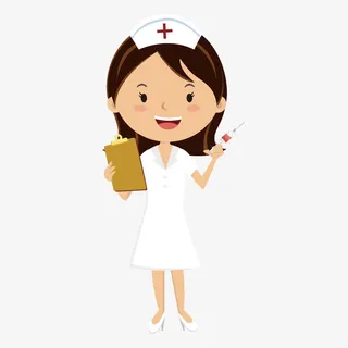 手绘女护士拿针筒矢量免抠