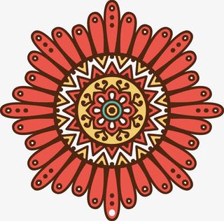 红色复古曼陀罗免抠