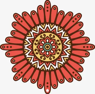 红色复古曼陀罗免抠