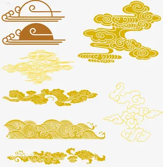金色高大上云纹素材免抠