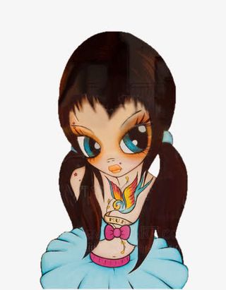 欧美女孩剪影手绘西方人物素材免抠