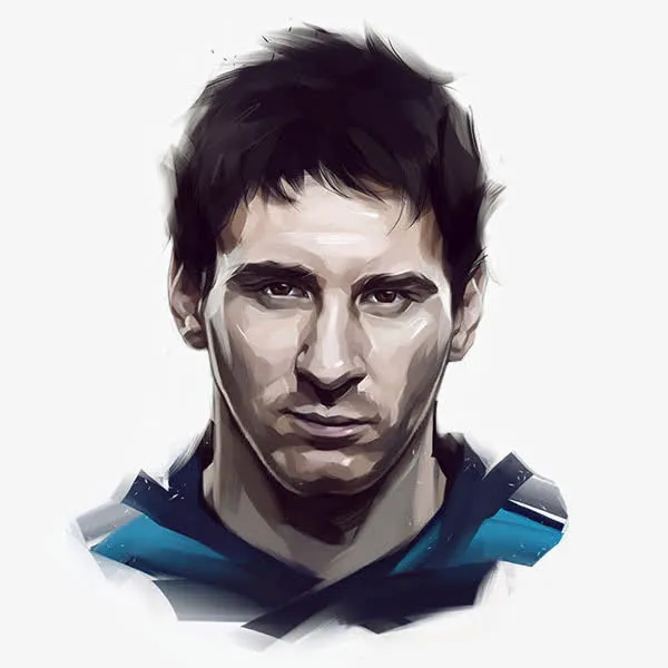 手绘梅西插画免抠
