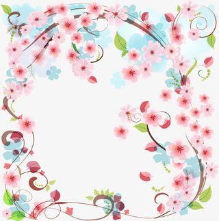 粉色花藤框架免抠