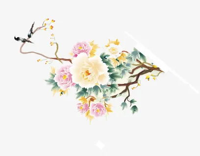 中秋节小清新粉黄色花朵免抠