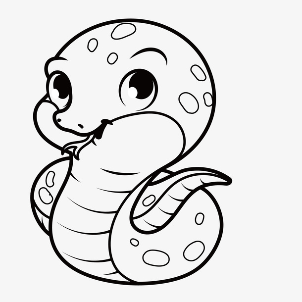 黑色的卡通线条小蛇免抠