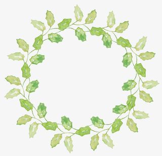 绿色植物水彩手绘边框免抠