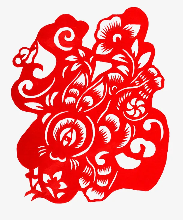 玉兔剪纸免抠