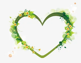 心形夏日植物清新矢量边框免抠