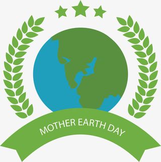 绿色树枝地球日标签免抠