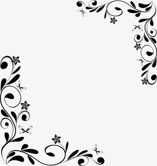 黑色装饰风格藤蔓花朵对角花免抠