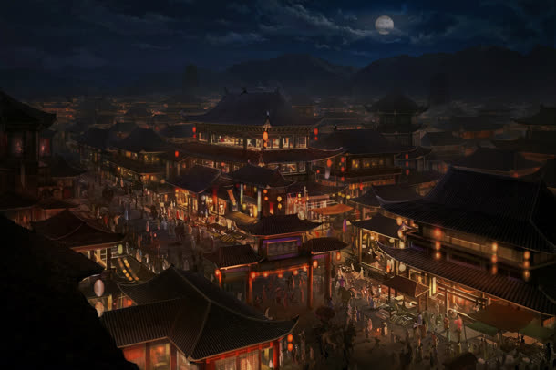 中国风集市灯光场景免抠
