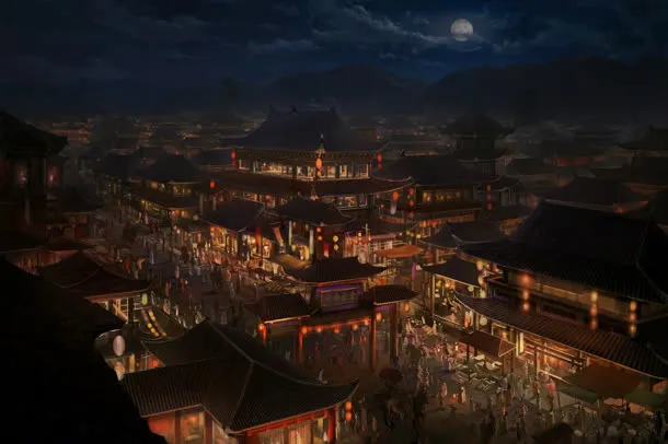 中国风集市灯光场景免抠