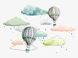 手绘热气球免抠