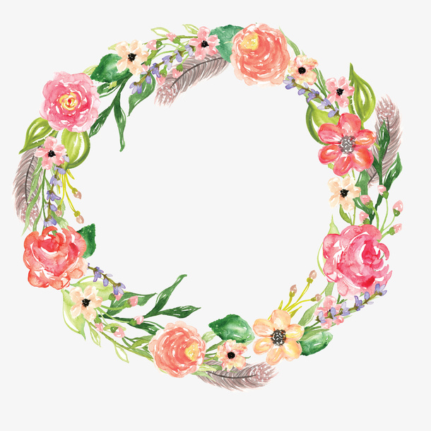 手绘花环免抠