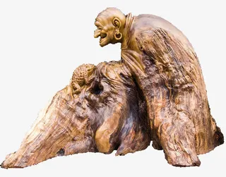 老人木雕艺术品免抠