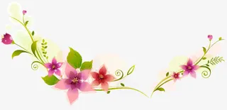 淡雅花枝装饰边框免抠