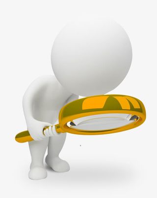 拿放大镜的白色小人素材卡通免抠