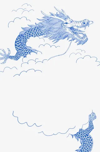 中国龙古典剪影免抠