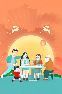 中秋节 中秋剪纸风 地产中秋 剪纸风高清