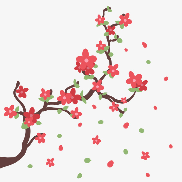 春天女孩手绘花朵免抠