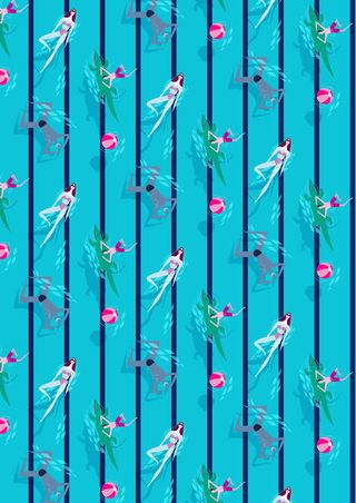 泳衣美女印花图案免抠