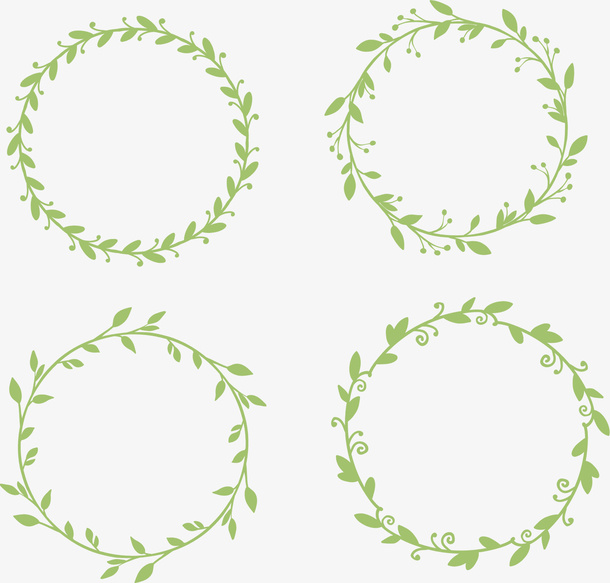 绿色花环花圈手绘免抠