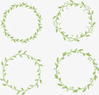 绿色花环花圈手绘免抠