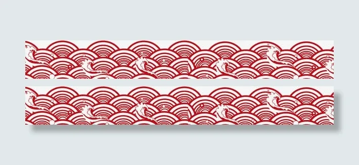 红色中国风线条海浪免抠