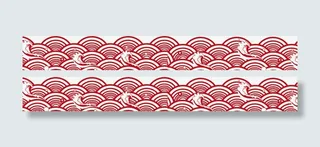 红色中国风线条海浪免抠